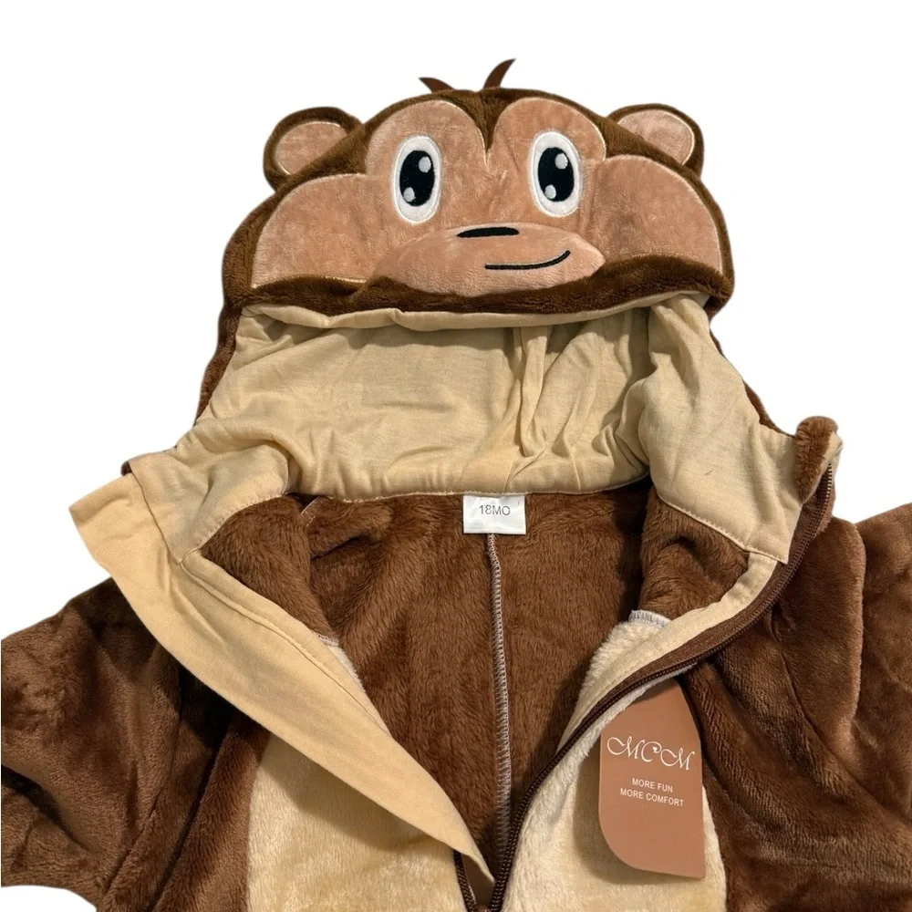 Kids Monkey Plush Hooded Onesie Play Party Costume Halloween by MCM